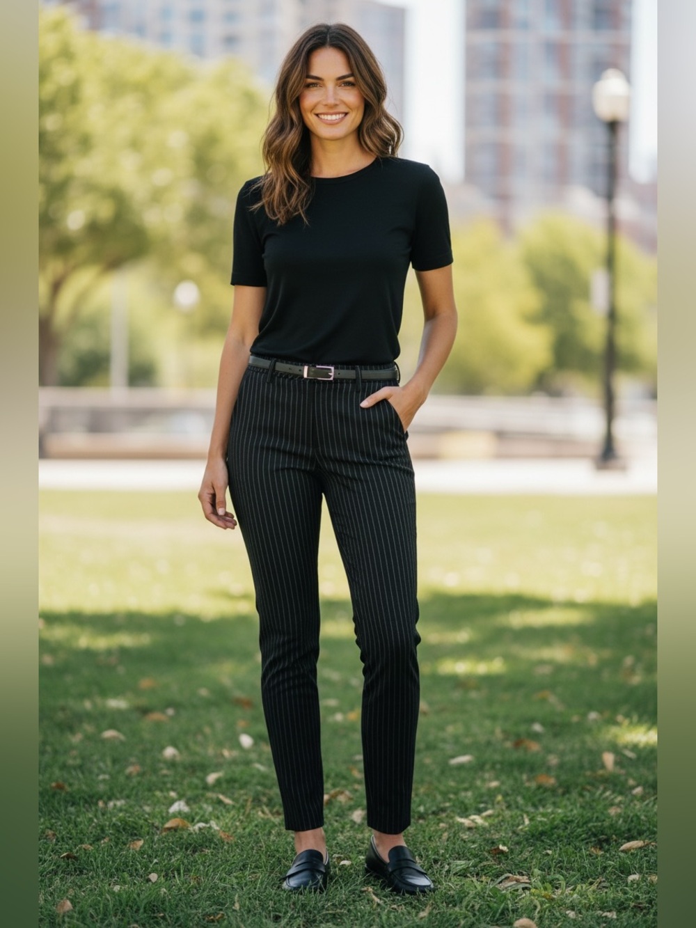 rag & bone Black Pinstripe Tailored Pants